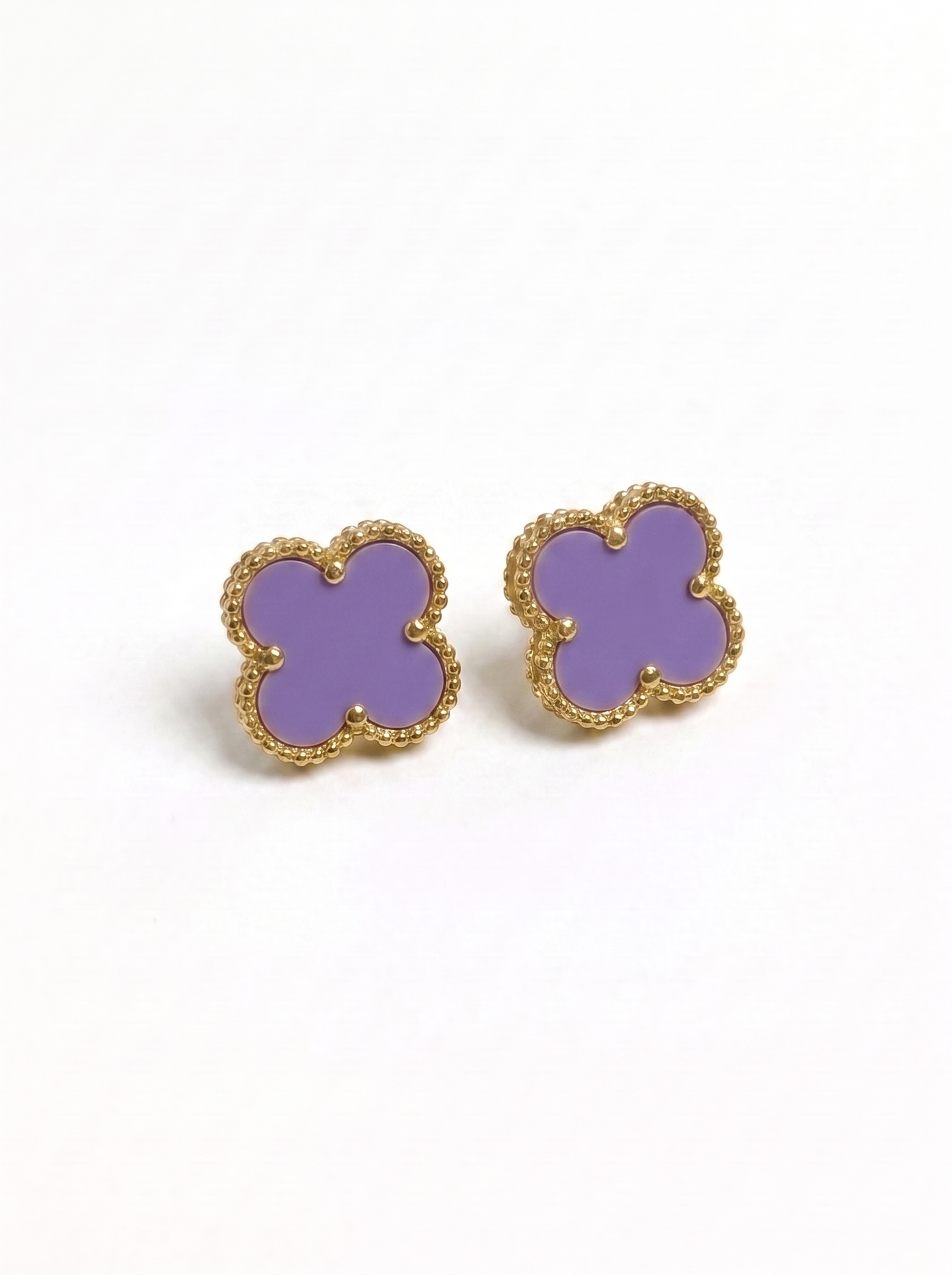 Lavender Pearl & Gold Clover Jewelry