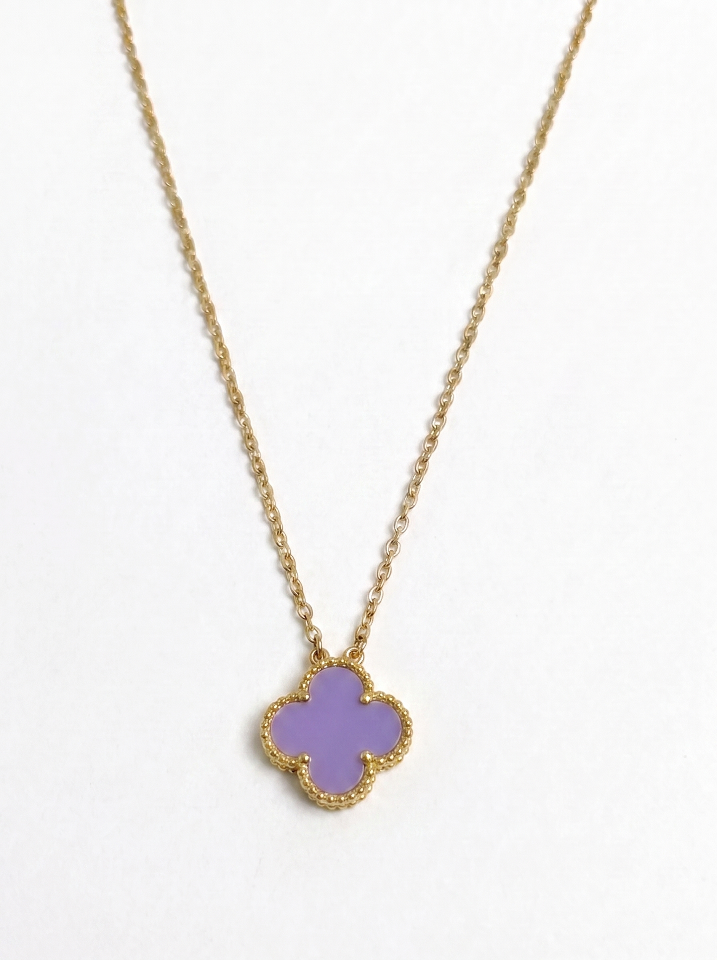 Lavender Pearl & Gold Clover Jewelry