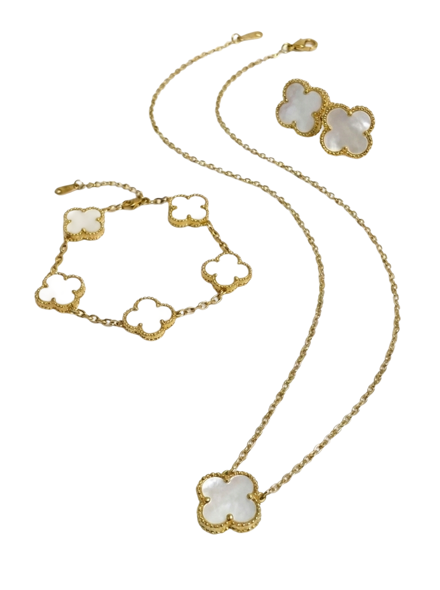 Mother Of Pearl White Clover Set