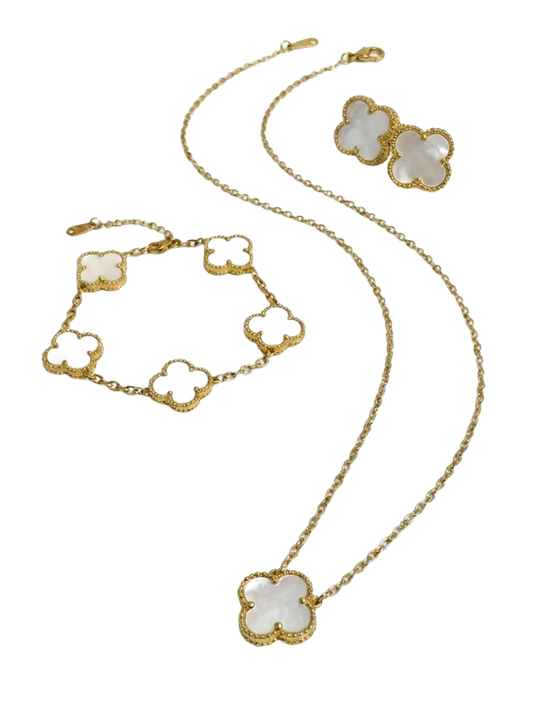 Mother Of Pearl White Clover Set