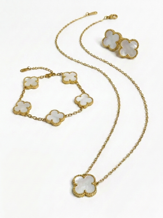 Mother Of Pearl White Clover Set