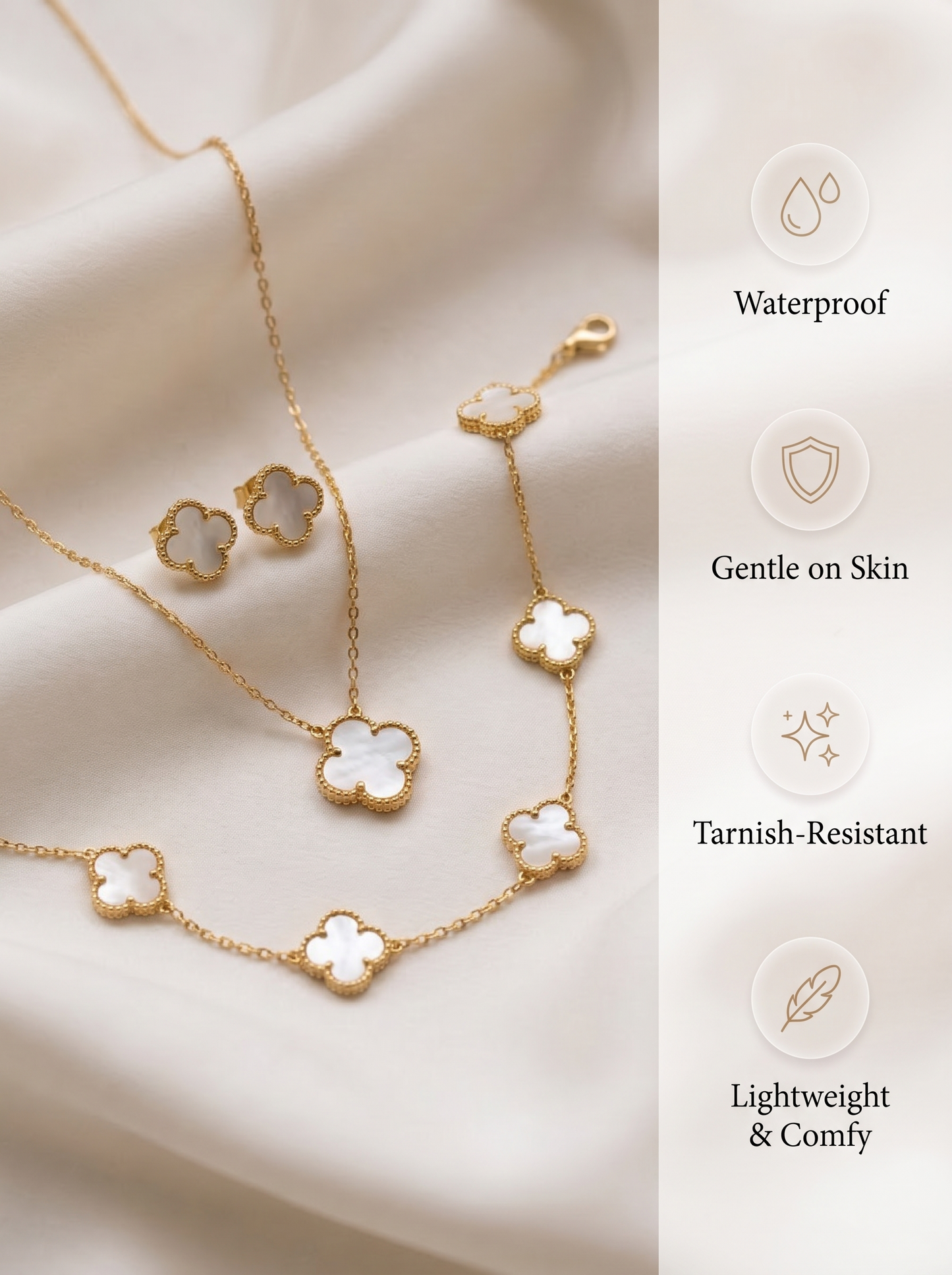 Mother Of Pearl White Clover Jewelry