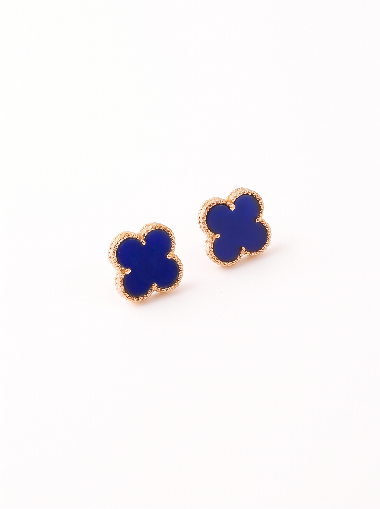 Navy Blue & Gold Rhinestone Clover Jewelry