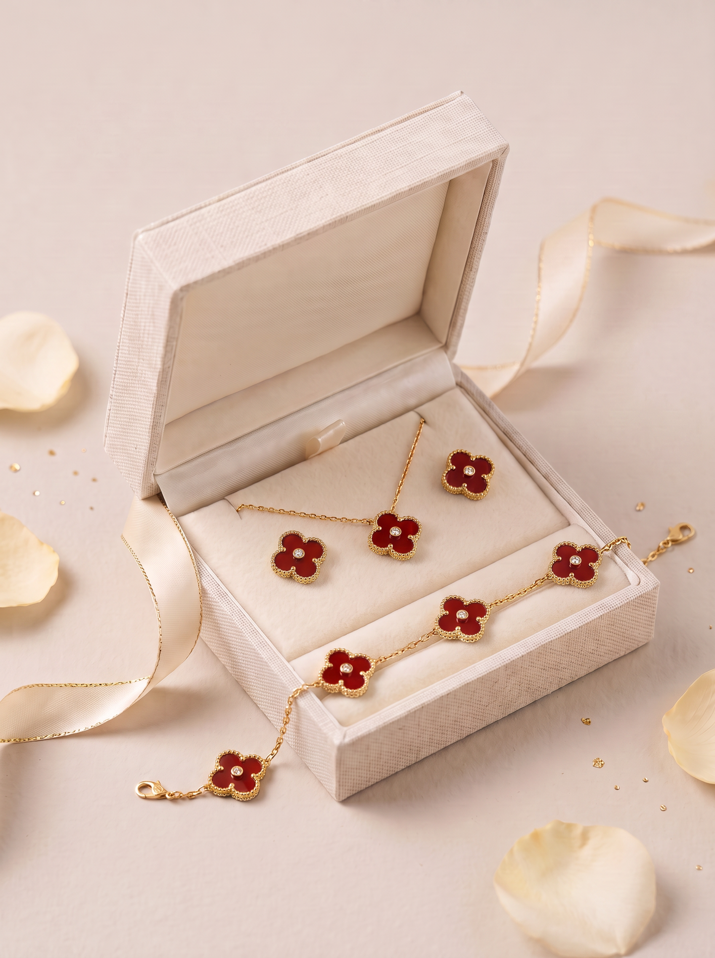 Red Mini Clover Jewelry
