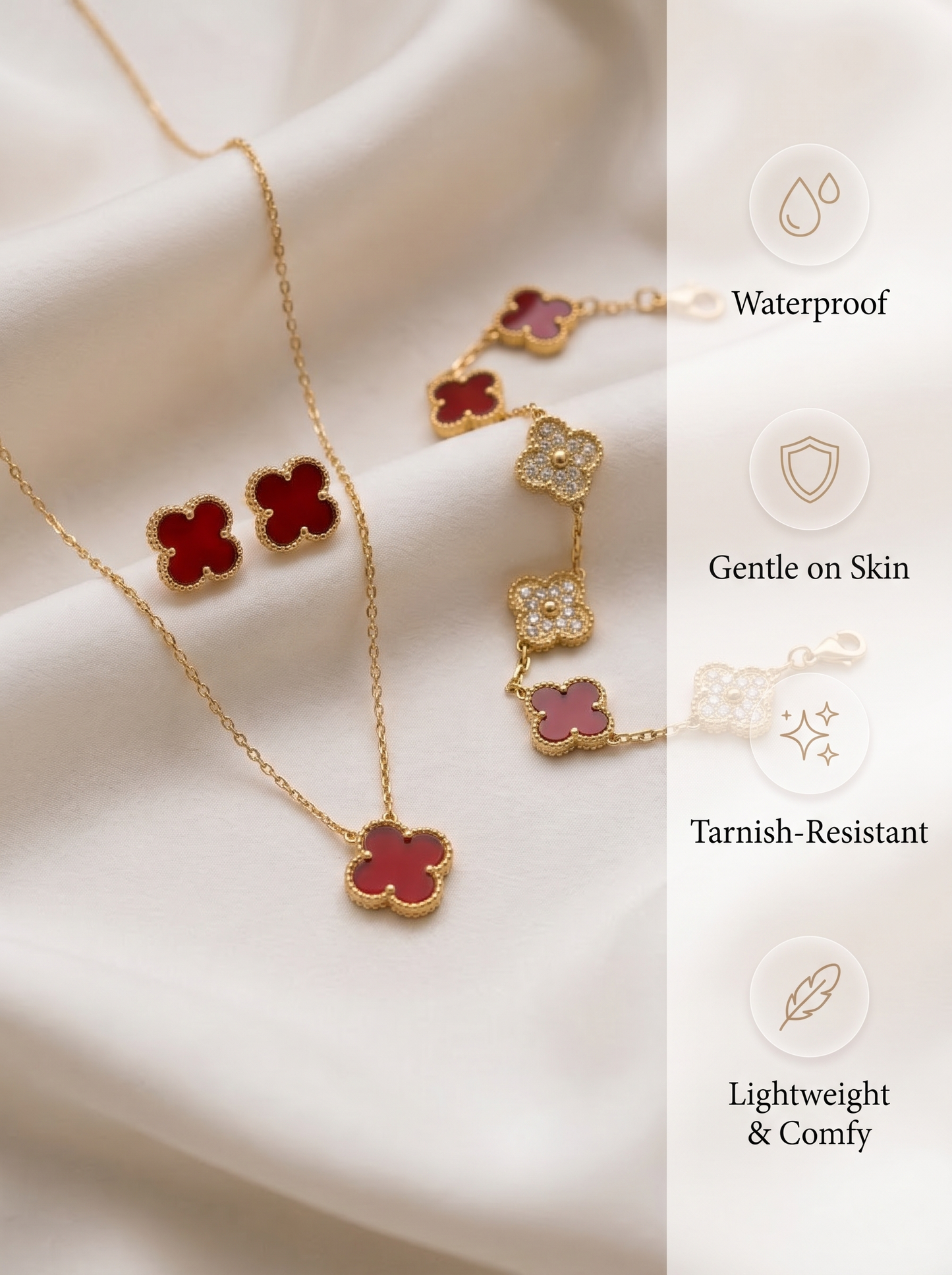 Red & Gold Clover Jewelry