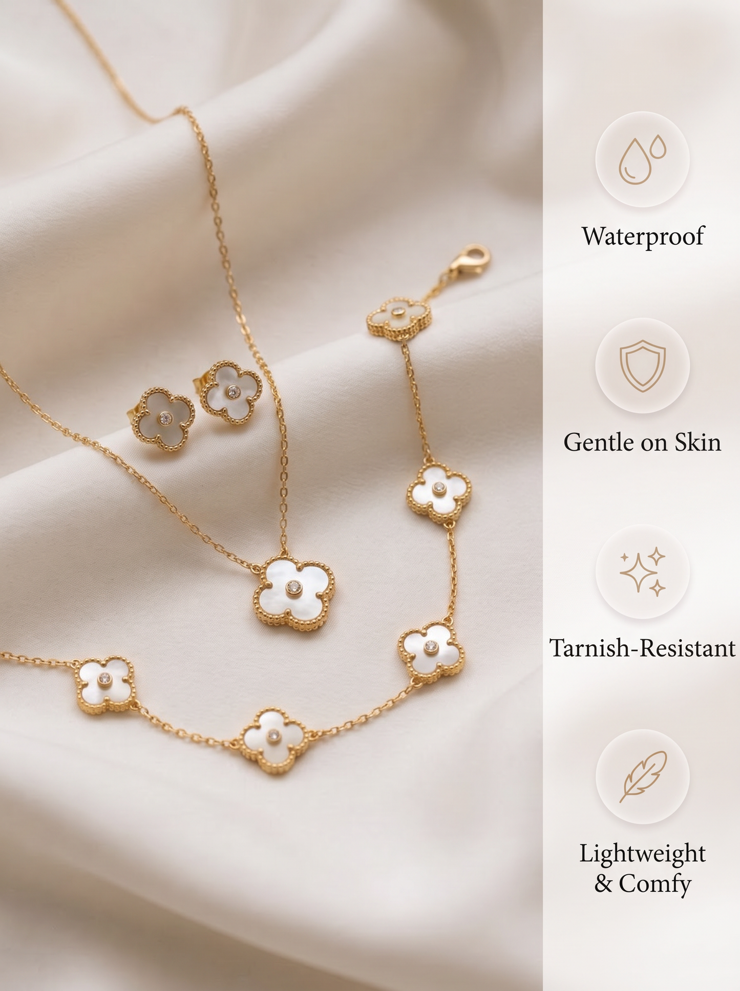 White Mini Clover Jewelry