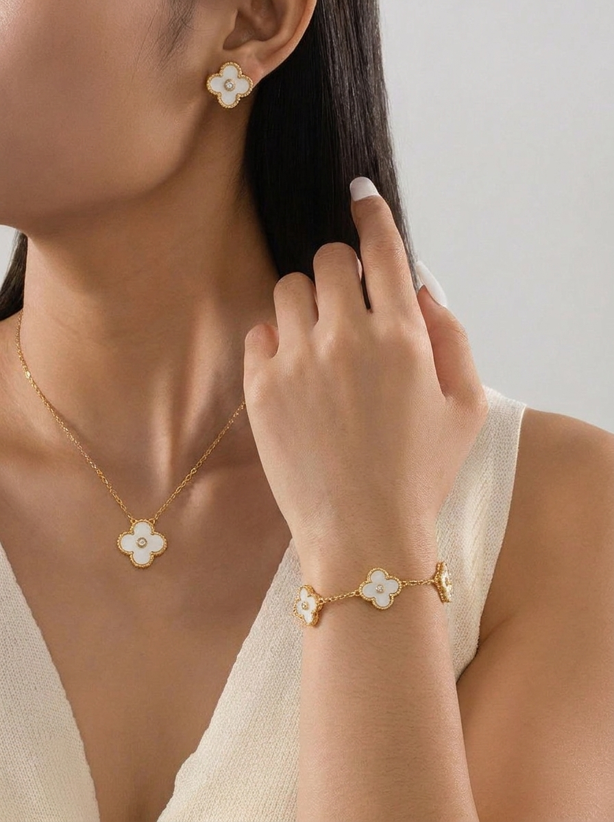White Mini Clover Jewelry