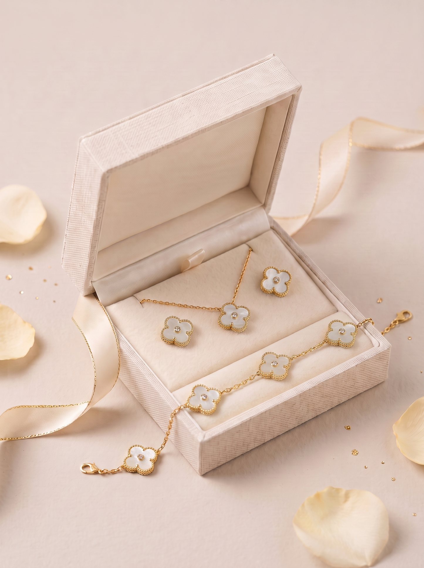 White Mini Clover Jewelry