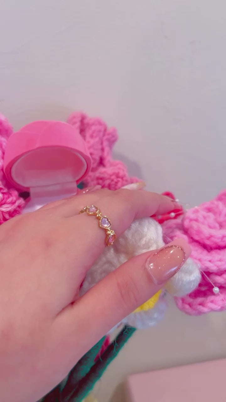 Pink Hearts Ring