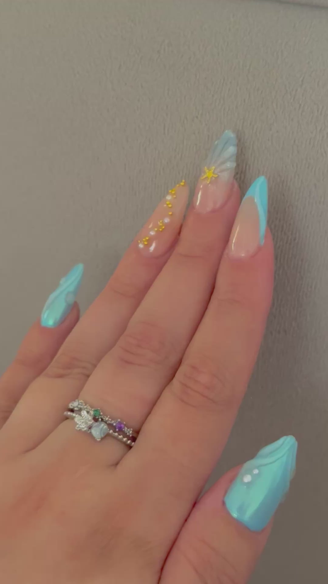 Crystal Blue Flower Ring