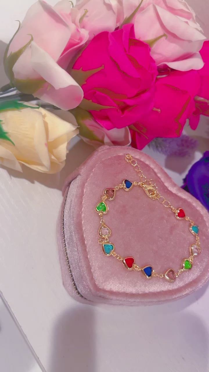 Heart-Shaped Gemstone Bracelet