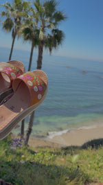 Load and play video in Gallery viewer, Floral &amp; Butterfly Embroidered Leather Platform Huaraches
