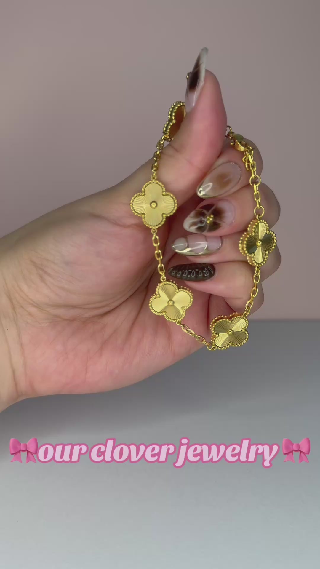 Gold Clover Stainless Steel Bracelets: Green, Red, White, and Black