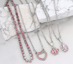 Load image into Gallery viewer, Pink Rhinestone Butterfly Necklace Set
