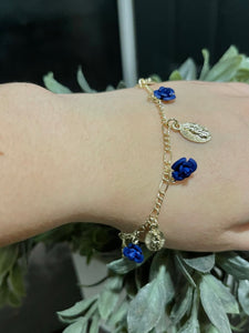 Virgencita Blue Roses Bracelet