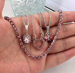 Load image into Gallery viewer, Pink Rhinestone Butterfly Necklace Set
