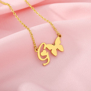 Initial Butterfly Necklace