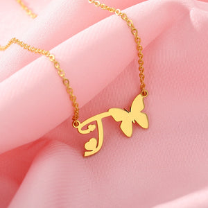 Initial Butterfly Necklace