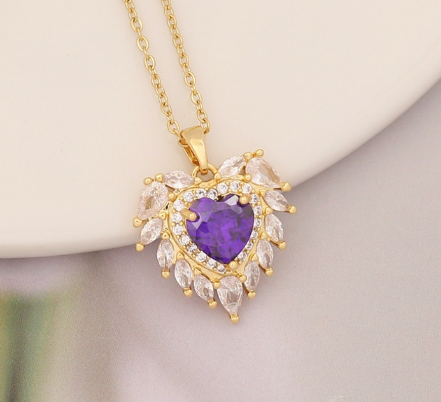 Violet Heart Archangel Necklace