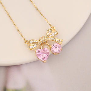 Pink Coral Bow Necklace