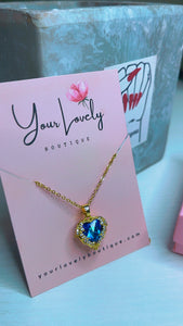 Heart & Angel Wing Blue Necklace