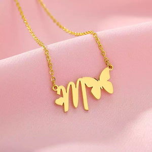 Initial Butterfly Necklace