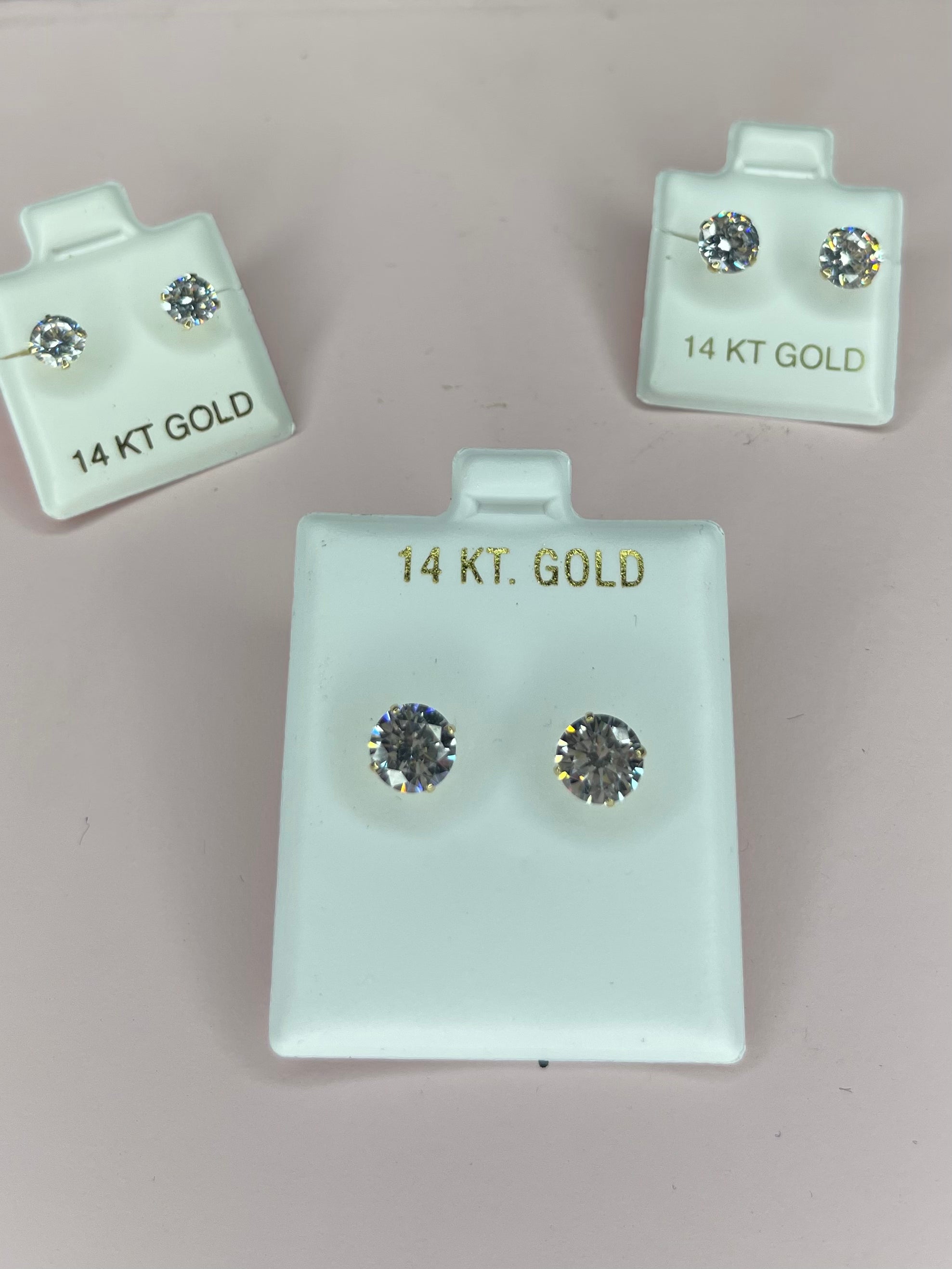 14k Gold Rhinestone (3mm) Earrings