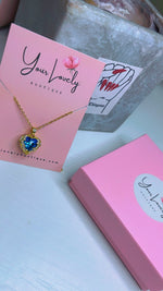 Load image into Gallery viewer, Heart &amp; Angel Wing Blue Necklace
