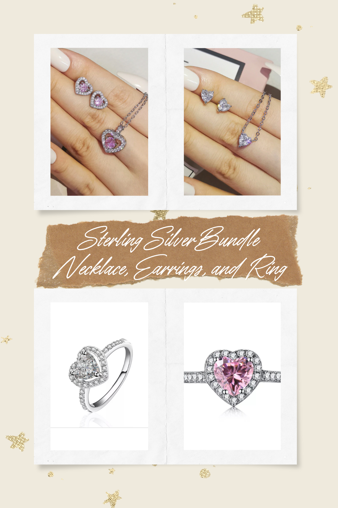 Sterling Silver Mystery Jewelry Bundle - 1 set of earrings, necklace, and ring ($300 Value)