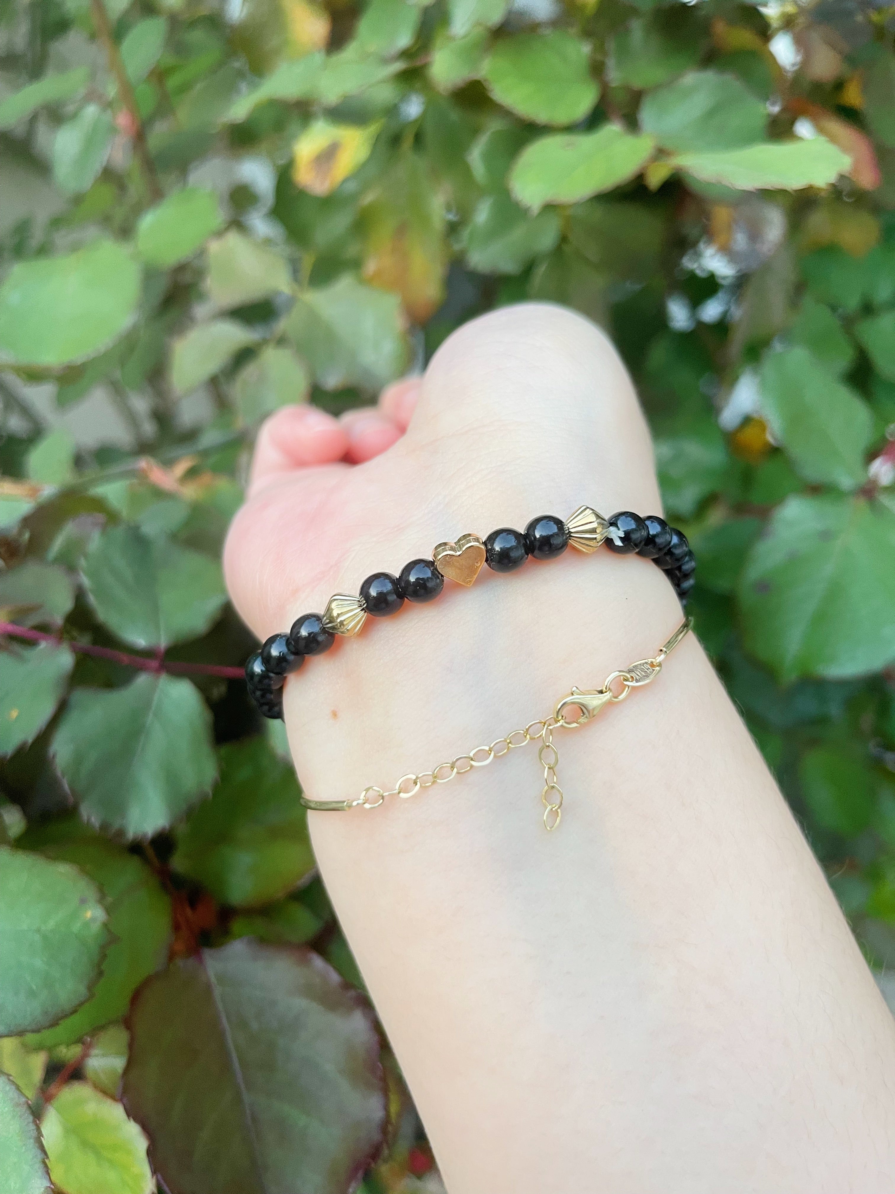 Black Quartz Heart Bracelet