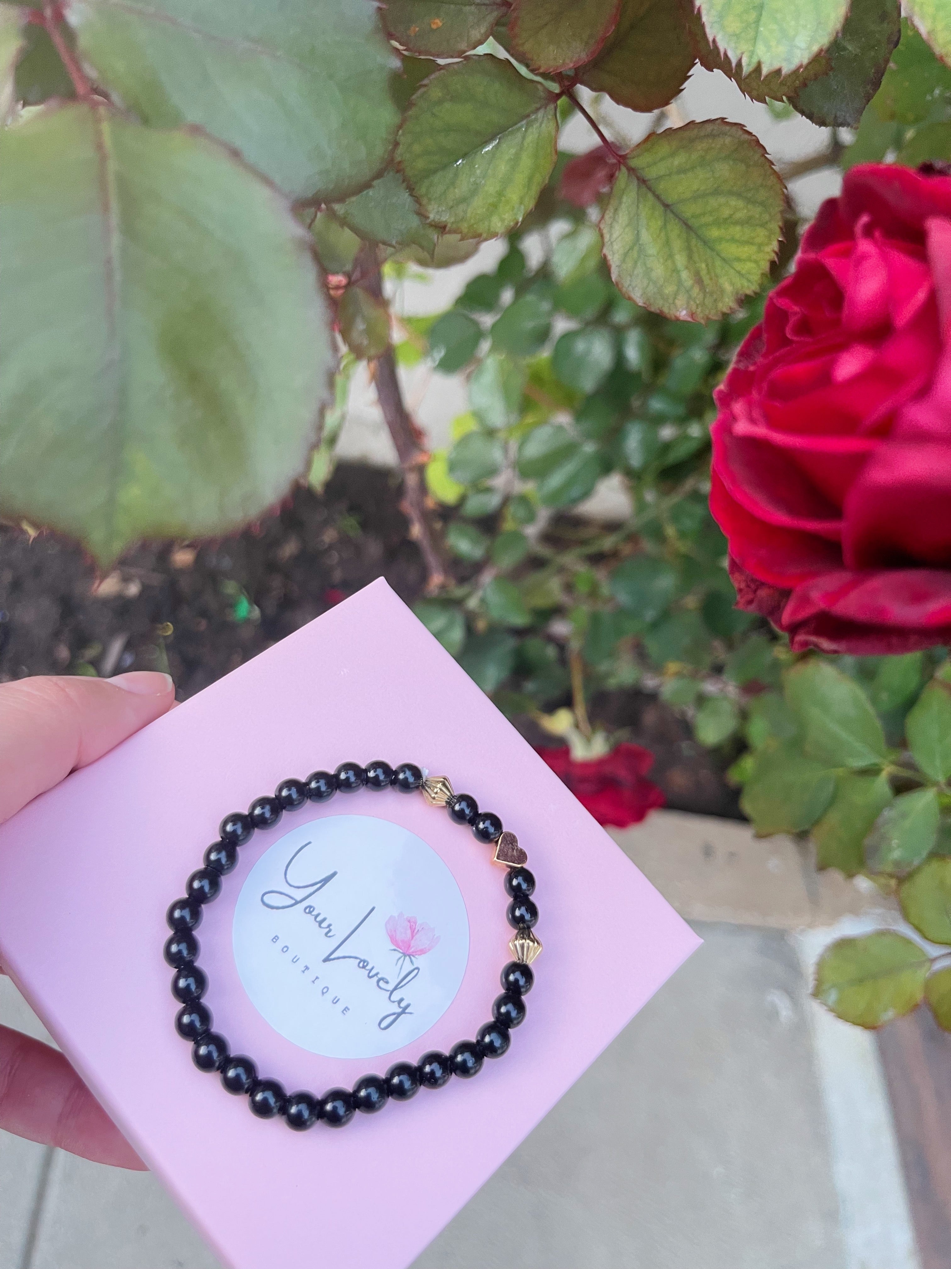 Black Quartz Heart Bracelet