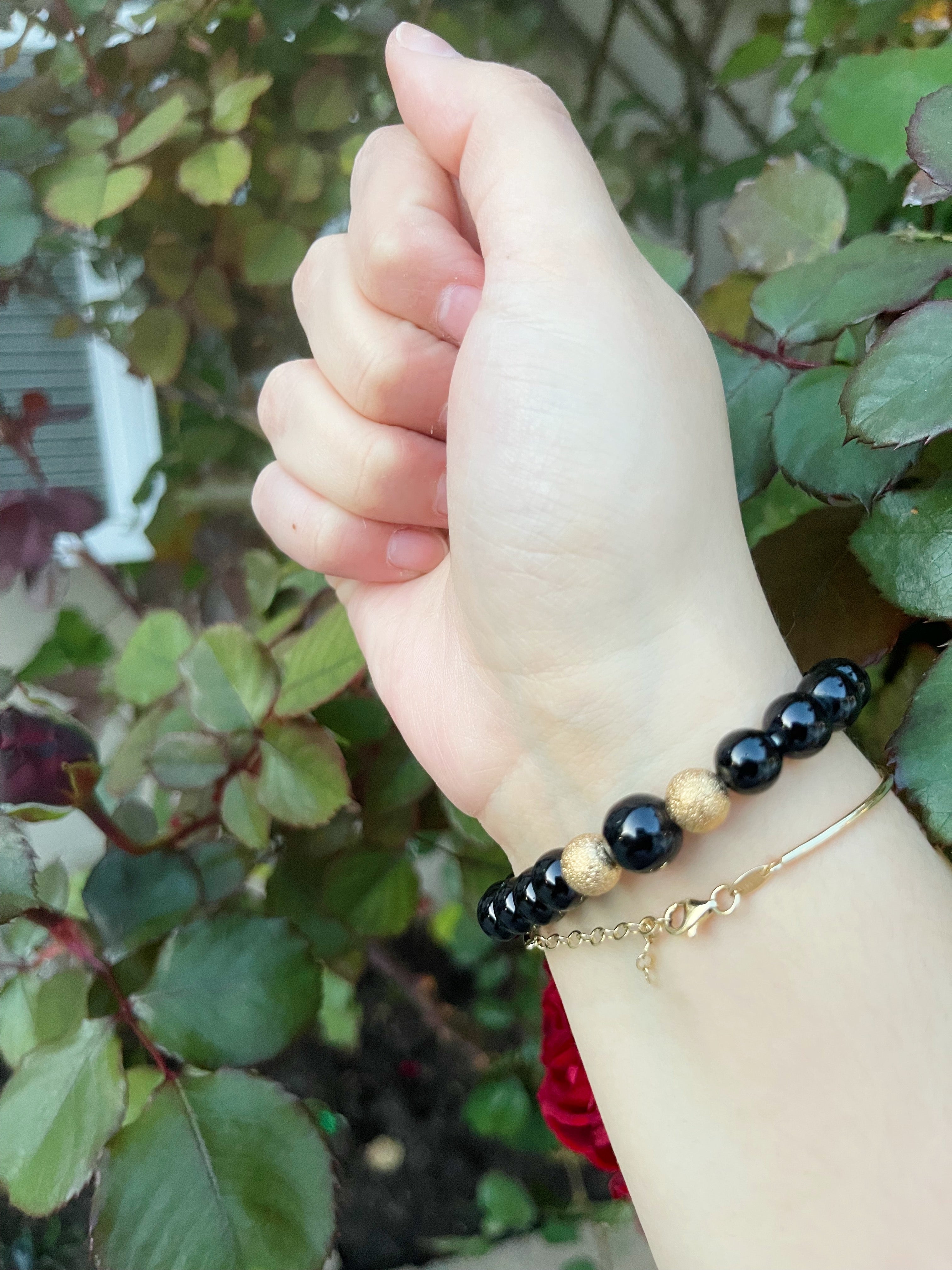 Black Quartz Gold Bracelet