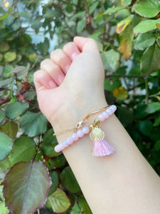 Rose Quartz Sea Shell Bracelet