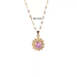 Load image into Gallery viewer, Sunflower Pink Rhinestone Necklace
