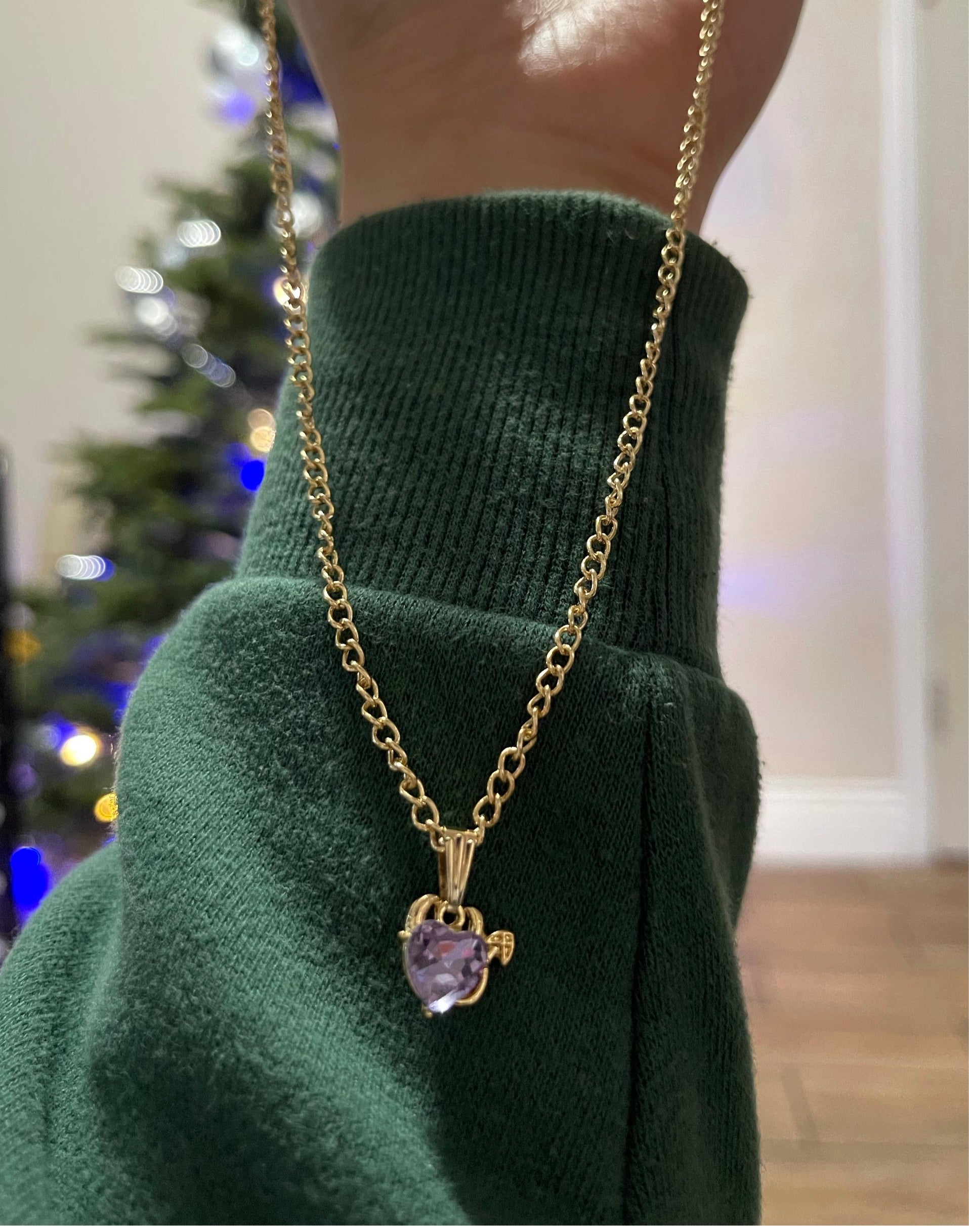 Purple Cupid Heart Necklace