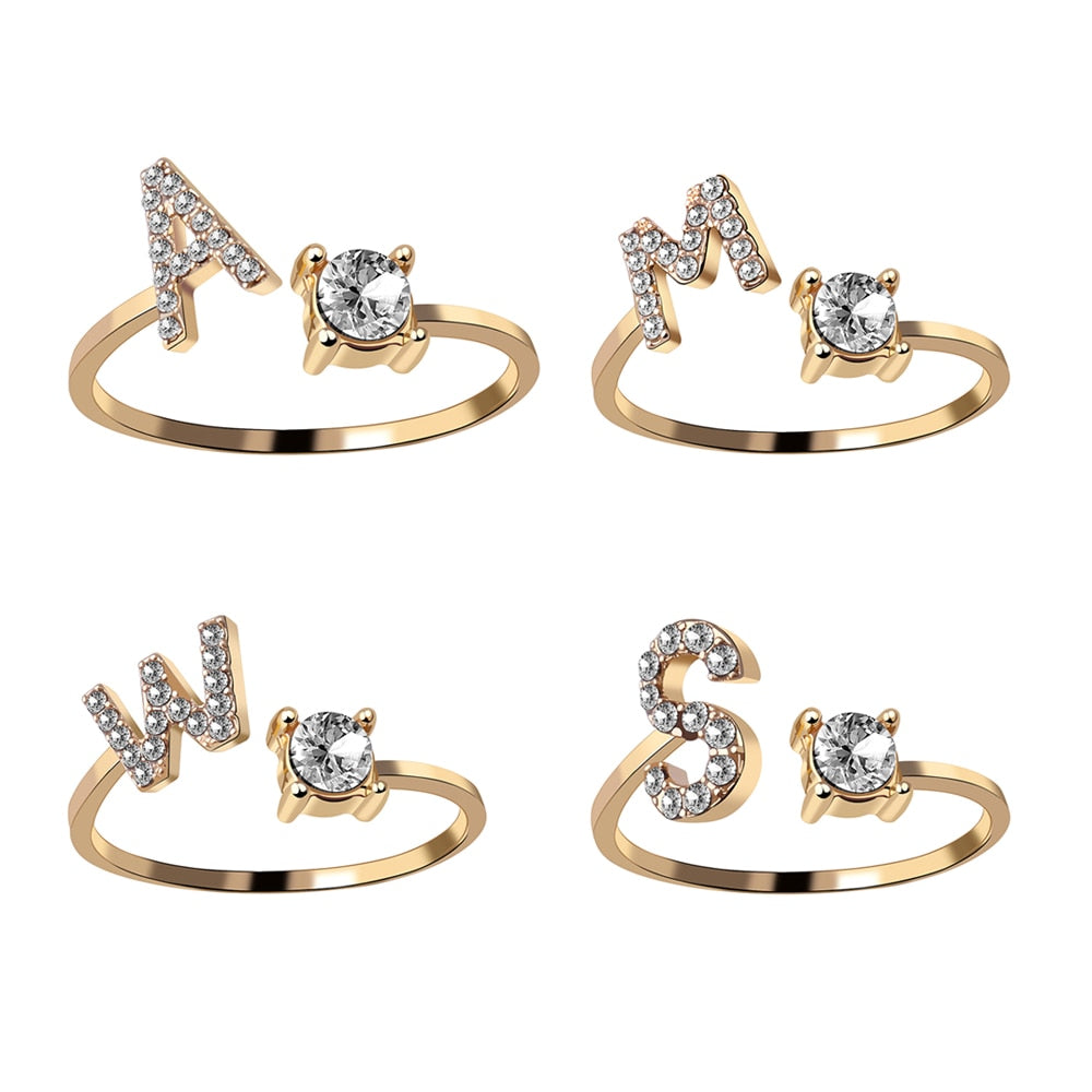 Rhinestones Letter Ring