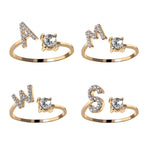 Load image into Gallery viewer, Rhinestones Letter Ring
