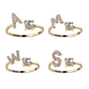 Rhinestones Letter Ring