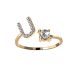 Load image into Gallery viewer, Rhinestones Letter Ring
