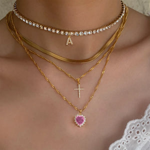 Gold Twist Chain Cross Multilayer Necklace