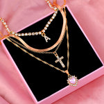 Load image into Gallery viewer, Gold Twist Chain Cross Multilayer Necklace
