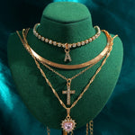 Load image into Gallery viewer, Gold Twist Chain Cross Multilayer Necklace
