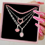 Load image into Gallery viewer, Pink Rhinestone Butterfly Necklace Set
