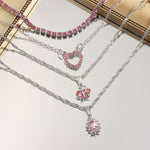 Load image into Gallery viewer, Pink Rhinestone Butterfly Necklace Set
