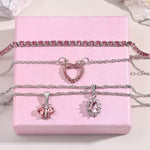 Load image into Gallery viewer, Pink Rhinestone Butterfly Necklace Set
