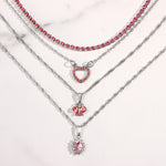 Load image into Gallery viewer, Pink Rhinestone Butterfly Necklace Set
