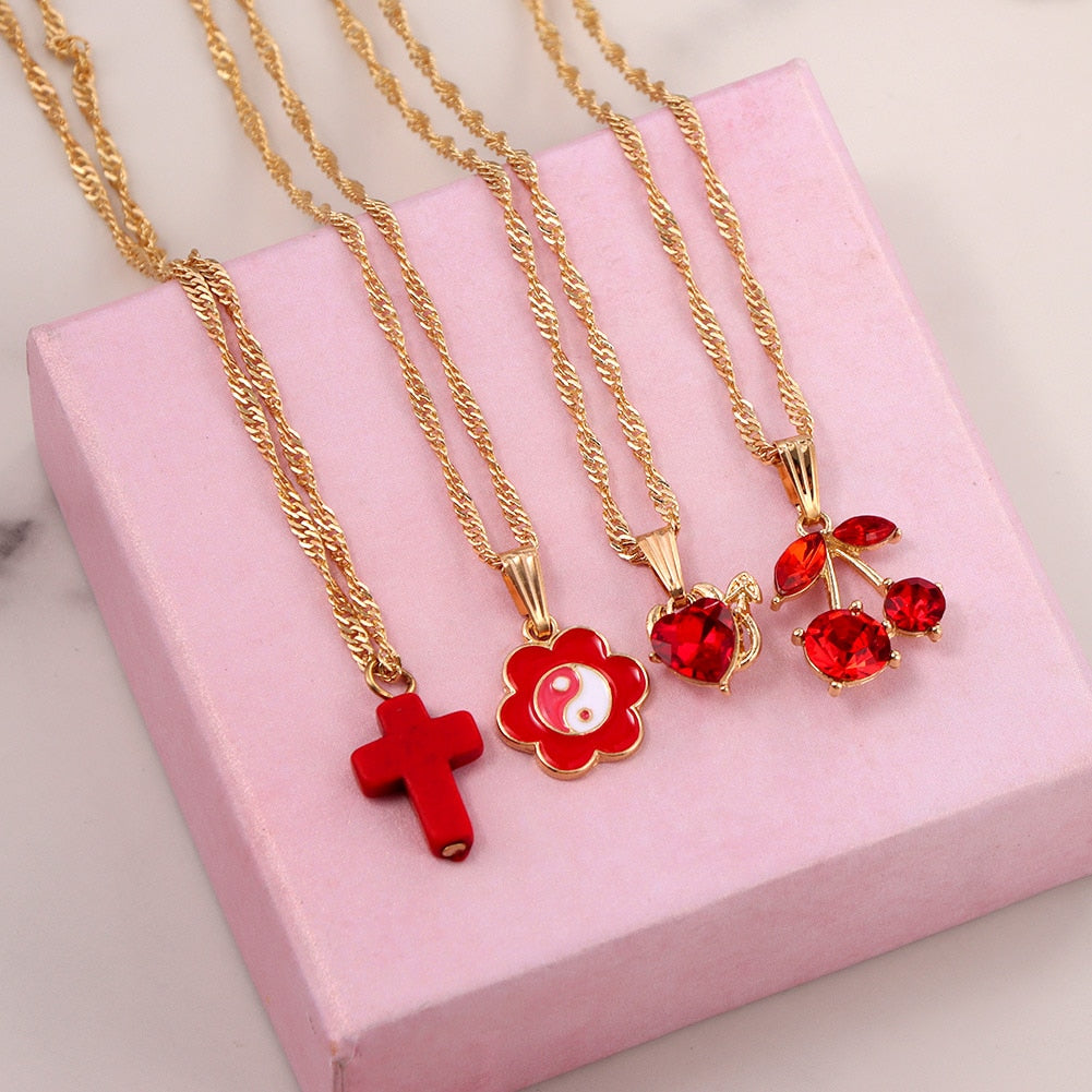 Red Cherry Necklace Set