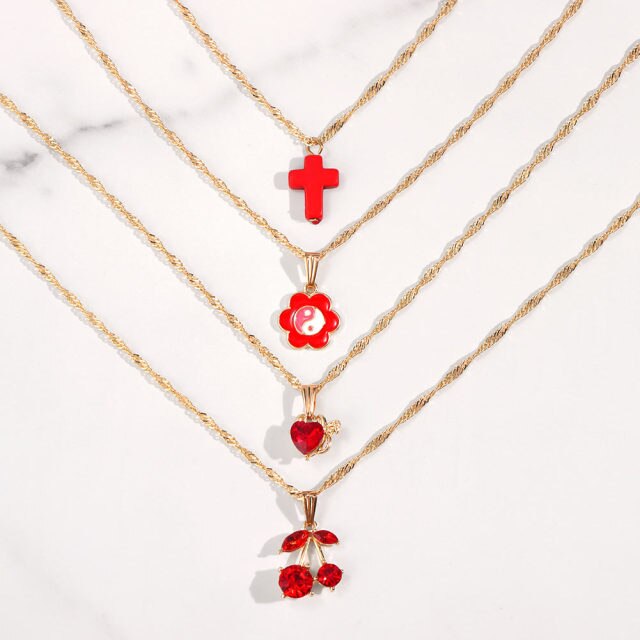 Red Cherry Necklace Set