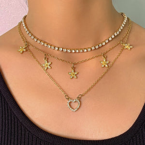 Golden Heart Crystal Necklace Set