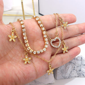 Golden Heart Crystal Necklace Set